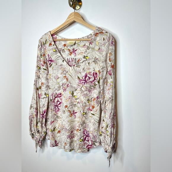 Maeve by Anthropologie Floral Printed Blouse Long Sleeve - Picture 2 of 5